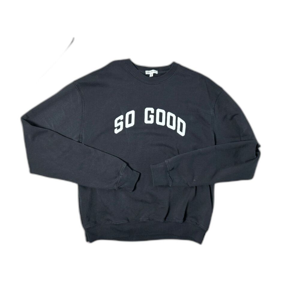 Good American Black So Good Crewneck Sweatshirt, Size 1/S